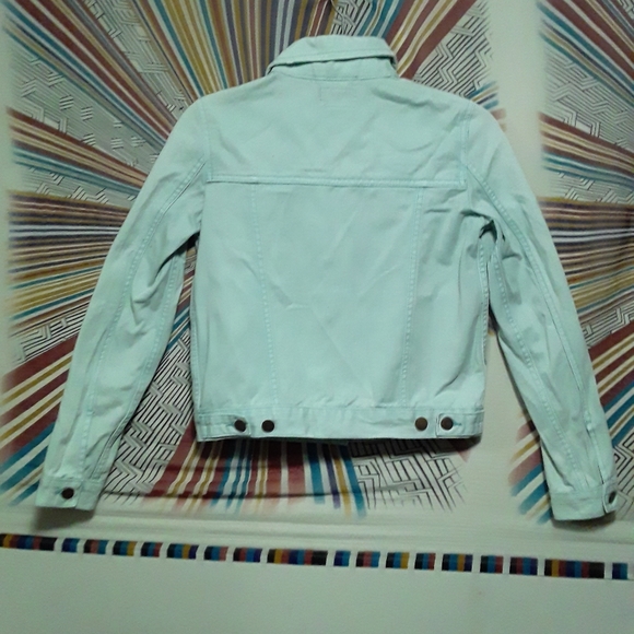 Forever 21 Girls Age 12-13 (152-158cm) Light Blue-Green Denim Type Jean Jacket - Picture 7 of 16